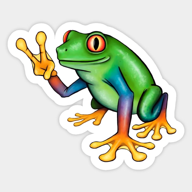 Peace Frog Sticker by Daniel Ranger